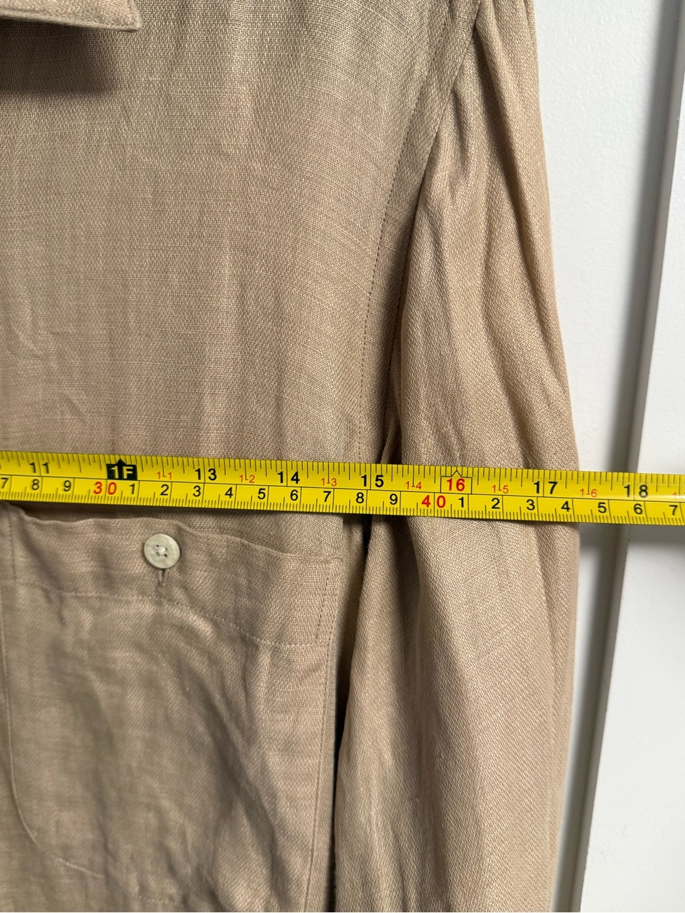 Vintage Dior Men's Tan Linen Long-Sleeve Button-Down Shirt - Picture 5 of 8